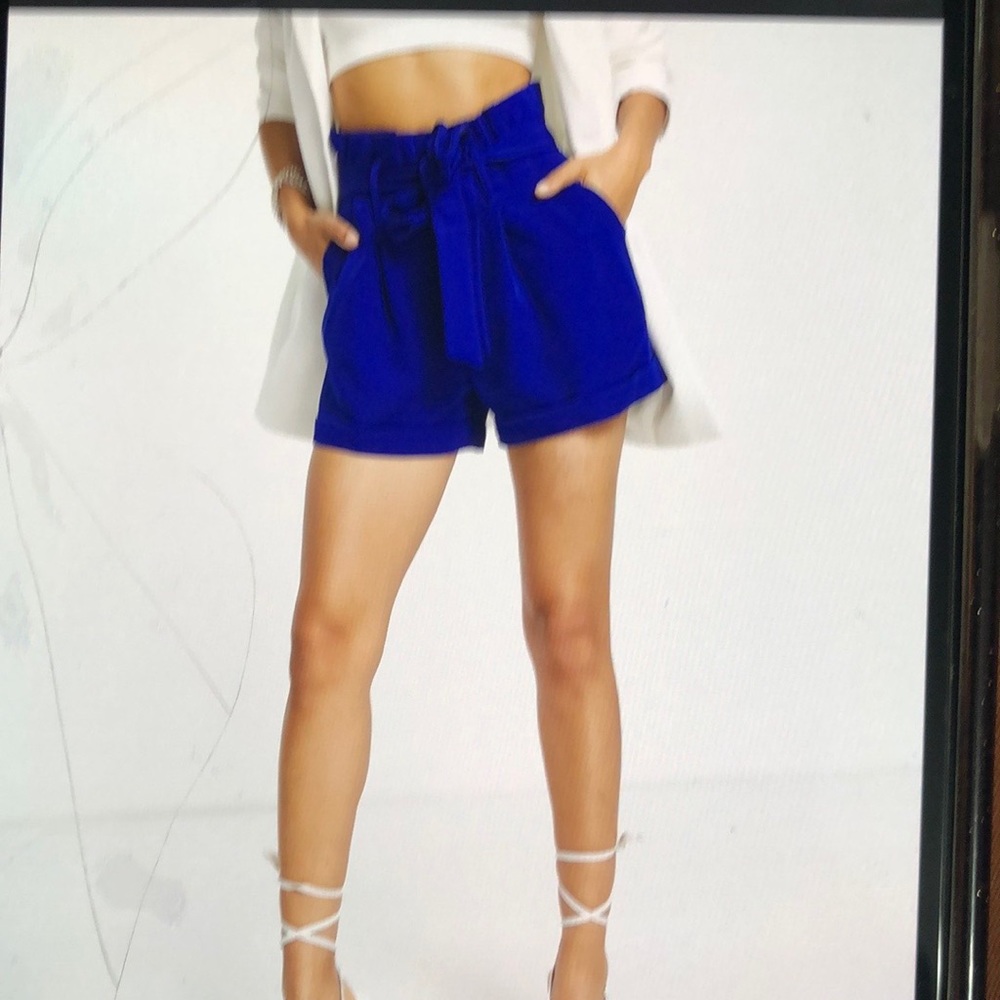 Women's High Waist Bow Tie Short Paper Bag Shorts
